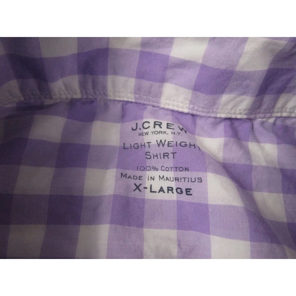 J‎ Crew Shirt Mens XL Purple Checked Preppy Casual Lightweight Cotton